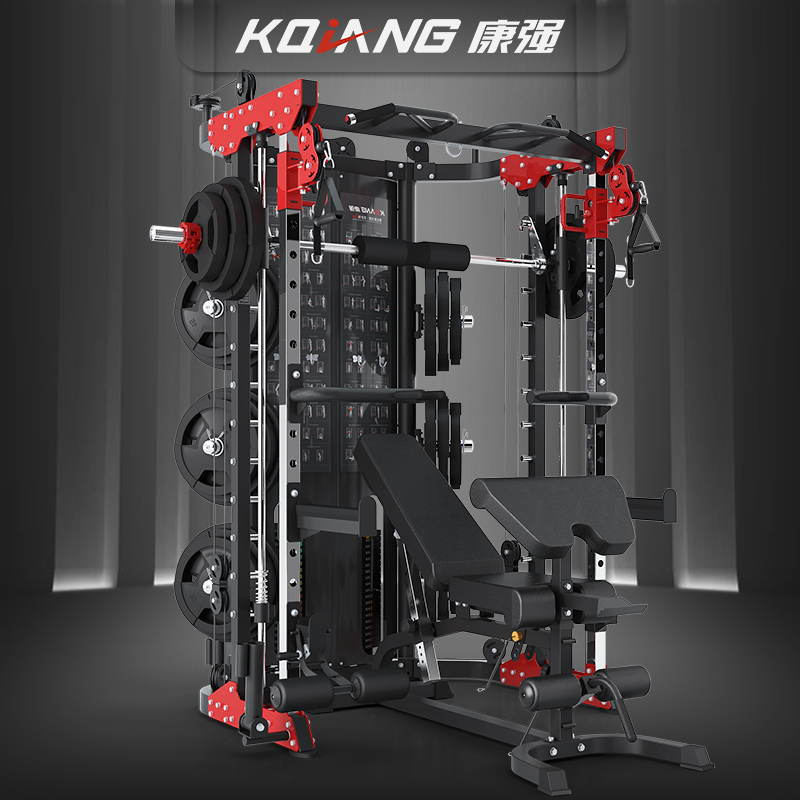康強BK509L史密斯機綜合訓(xùn)練器多功能力量械家用健身器材龍門架深蹲架臥舉床小飛鳥訓(xùn)練器 BK509L炫酷黑(裸機)